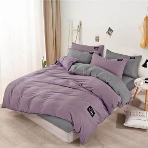 Pościel  - Zgaszony fiolet/szary - 140x200 - 3 cz. 