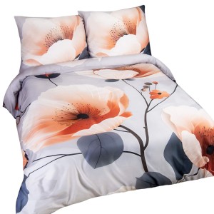 Pościel satyna Herbaciane maki /160x200 SATYNLOVE PREMIUM