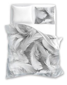 Pościel Bawełniana - 180x200 - Szare pióra  