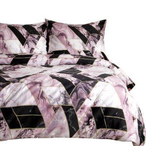 Pościel bawełna satyna Mozaika róż/czarna - 140x200 