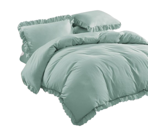 Pościel  z falbanką miętowa- 160x200 - 3 cz.