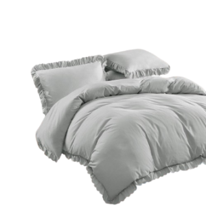Pościel  z falbanką jasno-szara- 160x200 - 3 cz. 