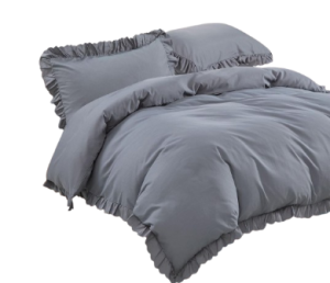 Pościel  z falbanką ciemno-szara- 160x200 - 3 cz. 