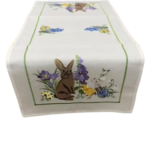Bieżnik wielkanocny haft królik i kurczaczek- 60x120 