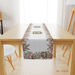 Bieżnik  wielkanocny- Króliczki w kwiatach 60x120 cm