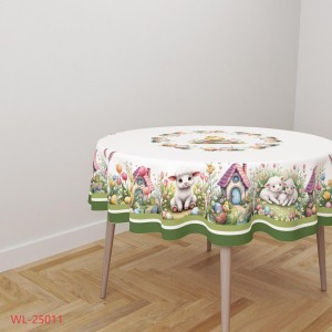 Obrus wielkanocny- Króliczki w kwiatach okrągły (fi. 180)