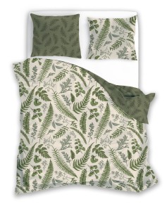 POŚCIEL satynowa Paprocie/zgniła zieleń- 200x200- 3 cz. 