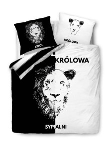 Pościel bawełniana Król i królowa/czarno-biała - 160x200 
