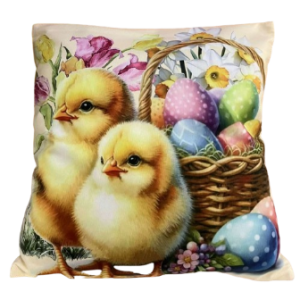 Poszewka wielkanocna welwet 45x45 Kurczaki 