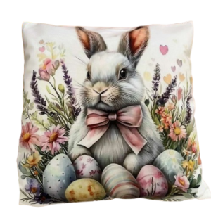 Poszewka wielkanocna welwet 45x45 Króliczek