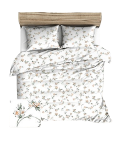 Komplet pościeli z kory  Drobne kwiatki/biała - 200x200 - Polska 