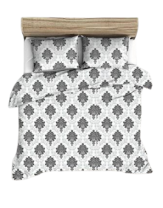 Komplet pościeli z kory - 200x220 -Ornamenty Glamour/grafit- Polska  