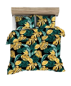 Komplet pościeli z kory - 180x200 - Monstery/zielona - Polska  