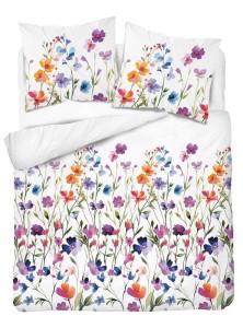 Pościel bawełniana- 220x200 - Kwietna łąka/biała