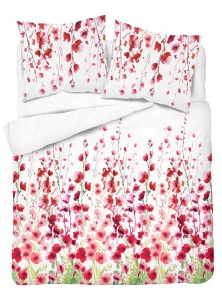 Pościel bawełniana- 160x200 - Malwy czerwone 