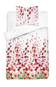 Pościel bawełniana- 140x200 - Malwy czerwone  