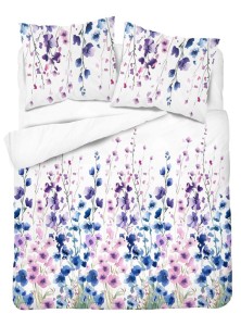 Pościel bawełniana- 220x200 - Malwy różowo-niebieskie