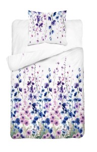 Pościel bawełniana- 140x200 - Malwy różowo-niebieskie