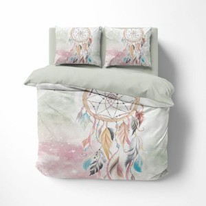 Pościel Łapacz snów/biała/róż -  160x200 - 3 części 