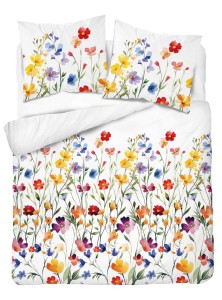 Pościel bawełniana- 140x200 - Kwietna łąka/biała 