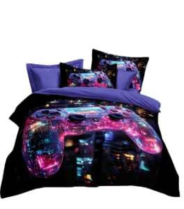 Pościel młodzieżowa Game Pad/róż-fiolet- 140x200 - 3 części  