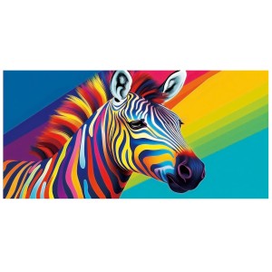 Ręcznik plażowy mikrofibra 100x180 Zebra tęcza