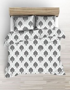 Komplet pościeli z kory - 200x200 -Ornamenty Glamour/grafit- Polska 
